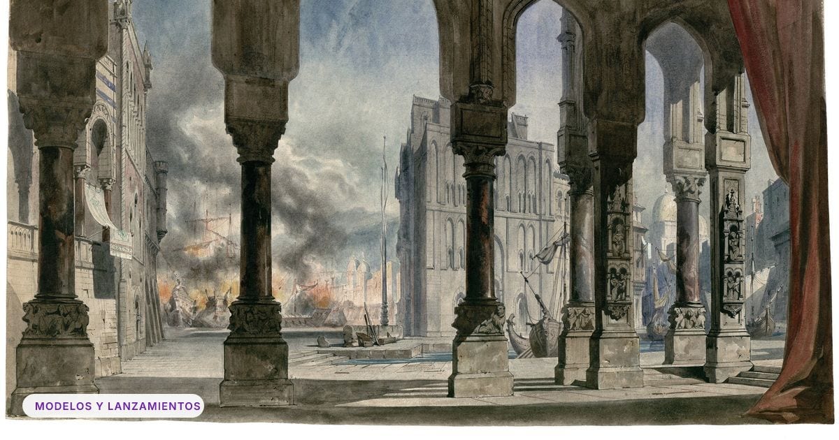 Foto ilustrativa: Charles-Antoine Cambon - Set design for Act V, Scene 2 of Fromental Halévy's La reine de Chypre